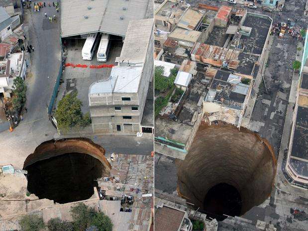 Este impresionante socavón ocurrió en Guatemala. Foto: Reproducción 